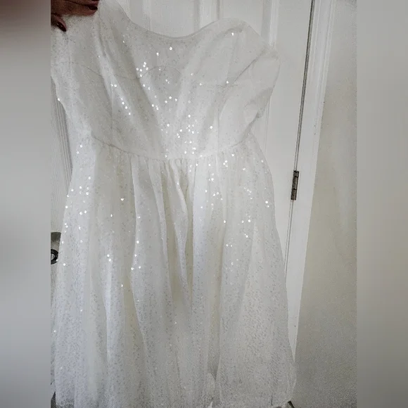 NWT Selkie Strapless White Sequin Dress (Frosted Degas Dress) - Picture 11 of 13
